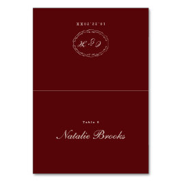 Numeração De Mesa Burgundy Folded Wedding Place Card
