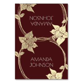 Numeração De Mesa Burgundy Maroon Champaço Floral Dourado Lux