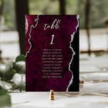 Numeração De Mesa Burgundy Silver Agate Wedding<br><div class="desc">This elegant modern wedding table number card features a burgundy red watercolor agate background trimmed with faux silver glitter. The word "table" appears in silver gray handwriting script. Add the names of your guests who are assigned to each table.</div>