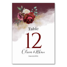 Burgundy Watercolor Blooms Dourada Brilhante