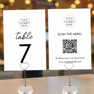 Numeração De Mesa Business Logo QR Code Menu Modern Minimalist
