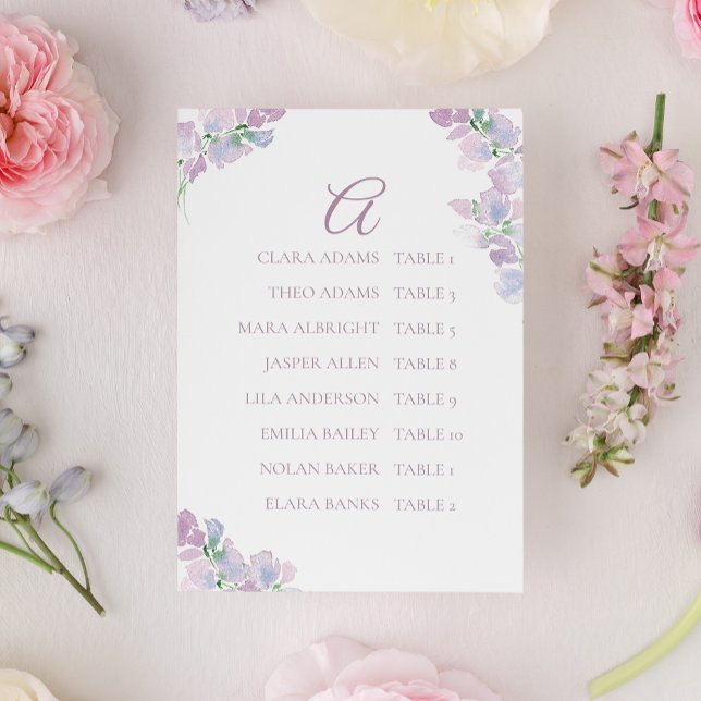 Numeração De Mesa Butterfly Pea Flower Wedding Seating Chart Card (Criador carregado)