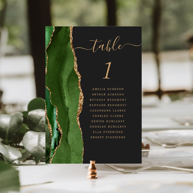 Numeração De Mesa Caça Verde Ouro Ágata Escuro Casamento (Criador carregado)