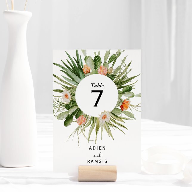 Numeração De Mesa Cactus Floral Desert Wedding Table Number Card (Criador carregado)