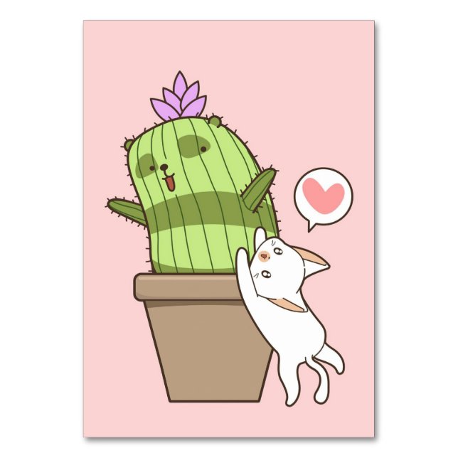 Numeração De Mesa Cactus Heart Cat (Frente)
