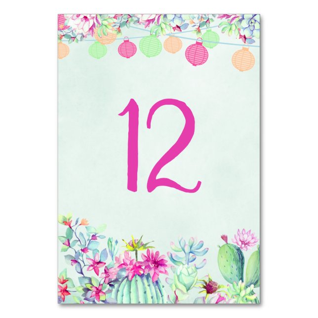 Numeração De Mesa Cactus Lantern Fiesta - Número da Tabela de Sucult (Frente)