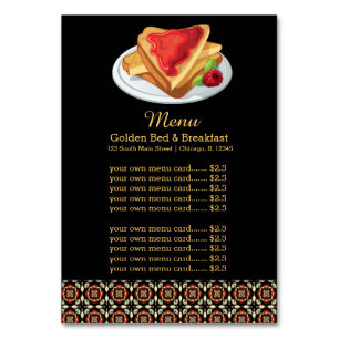 Numeração De Mesa Café da manhã do menu