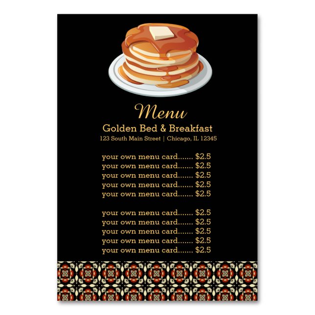 Numeração De Mesa Café da manhã do menu (Frente)