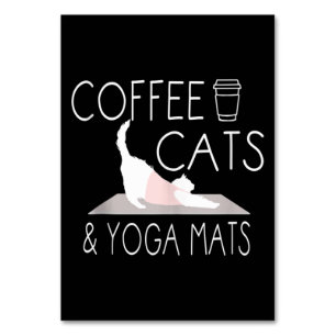 Numeração De Mesa Café, Gatos e Yoga Mats - Gpresente Engraçados Iog