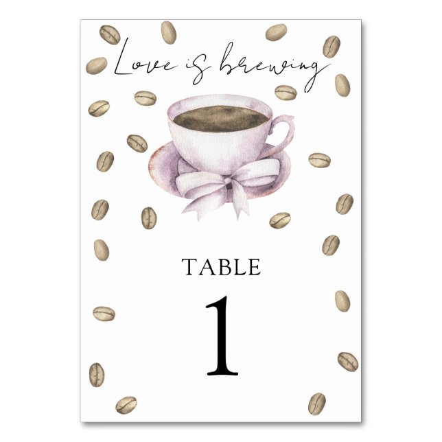 Numeração De Mesa Café & laço chá de noiva - número da mesa de casam (Frente)