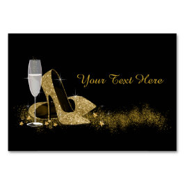 Numeração De Mesa Calçado de alto salto preto e Dourado