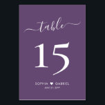 Numeração De Mesa Caligrafia Casamento Roxo Minimalista Duplo Lado<br><div class="desc">Números de Tabela de Casamento Roxo-Púrpura do Coração da Caligrafia Elegante Duplo Lado com personalização personalizada. Ajude seus hóspedes a encontrar facilmente seu caminho com essas simples placas elegantes de números de tabela de dois lados, em branco, sobre fundo de cor mauve, roxo empoeirado ou lavanda. Personalizar facilmente, apresentando números,...</div>