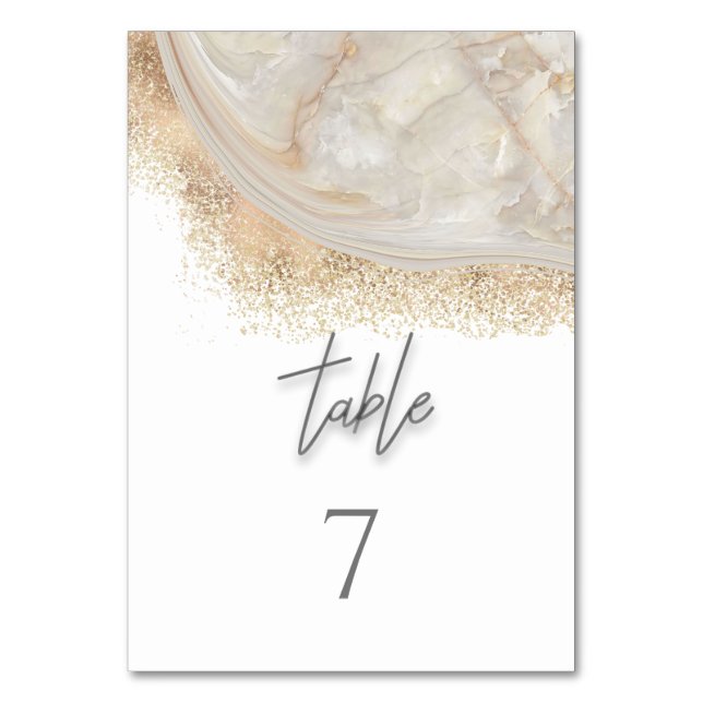 Numeração De Mesa Caligrafia de agate rosa de pérolas (Frente)