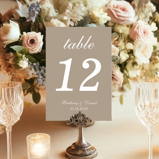 Numeração De Mesa Caligrafia de Casamento Bege Simples Rota Neutros  (Criador carregado)