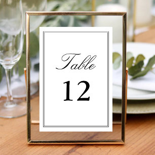 Numeração De Mesa Caligrafia de Casamento com Script Branco Elegante