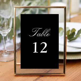Numeração De Mesa Caligrafia de Casamento Minimalista Preto e Branco