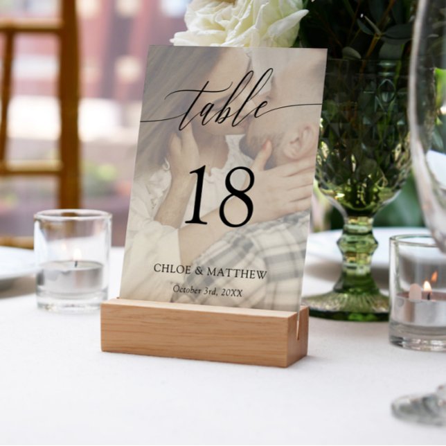 Numeração De Mesa Caligrafia Delicada - Foto Personalizada (Criador carregado)