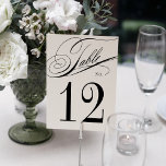 Numeração De Mesa Caligrafia Elegante Casamento Negro e Branco<br><div class="desc">Esses lindos números de mesa apresentam um design preto e branco impressionante com um roteiro elegante de caligrafia. A design moderna e elegante de números de tabela irá adicionar um toque de sofisticação às suas mesas. Eles são certamente uma bela adição ao seu evento ou decor de casamento!</div>