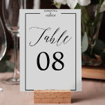 Numeração De Mesa Caligrafia elegante - número de tabela branca pret<br><div class="desc">Moderno elegante caligrafia romântica - número preto de tabela branca</div>