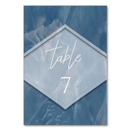 Numeração De Mesa Caligrafia geométrica romântica com mármore azul m