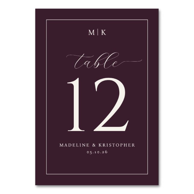 Numeração De Mesa Caligrafia Marrom Elegante (Frente)