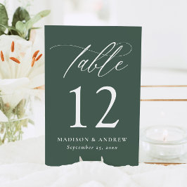 Numeração De Mesa Caligrafia Moderna e Elegante Casamento Verde