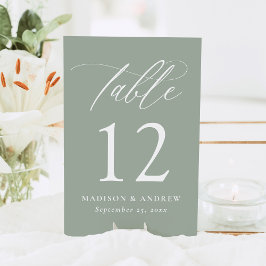 Numeração De Mesa Caligrafia Moderna e Elegante Casamento Verde Sábi