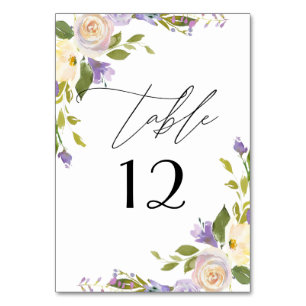 Numeração De Mesa Caligrafia por Aquarela Púrpura Elegante