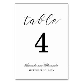 Numeração De Mesa Caligrafia preta e branca. Casamento com roteiro m