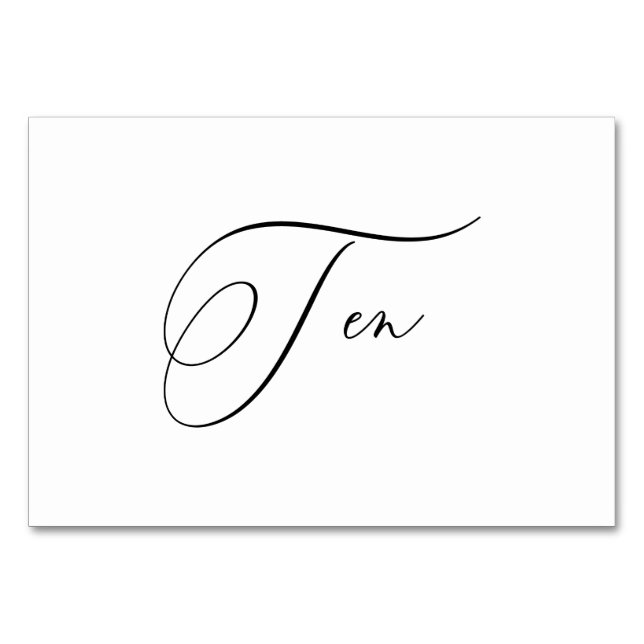 Numeração De Mesa Caligrafia Romântica Elegante PixDezines Dez 10 (Frente)