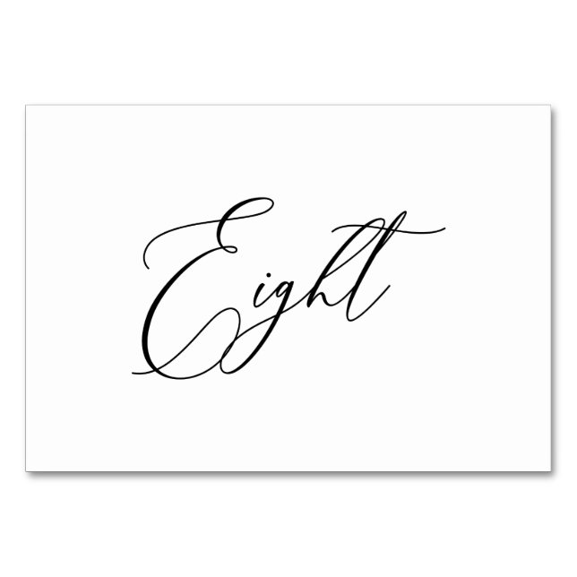 Numeração De Mesa Caligrafia Romântica Elegante PixDezines Oito (Frente)