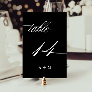 Numeração De Mesa Caligrafia Romântica Número de Casamento 14, Preto
