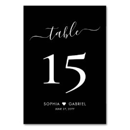 Numeração De Mesa Caligrafia Script Black Weding Double Sided