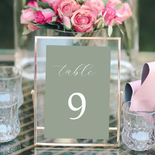 Numeração De Mesa Caligrafia verde sensual número de tabela elegante