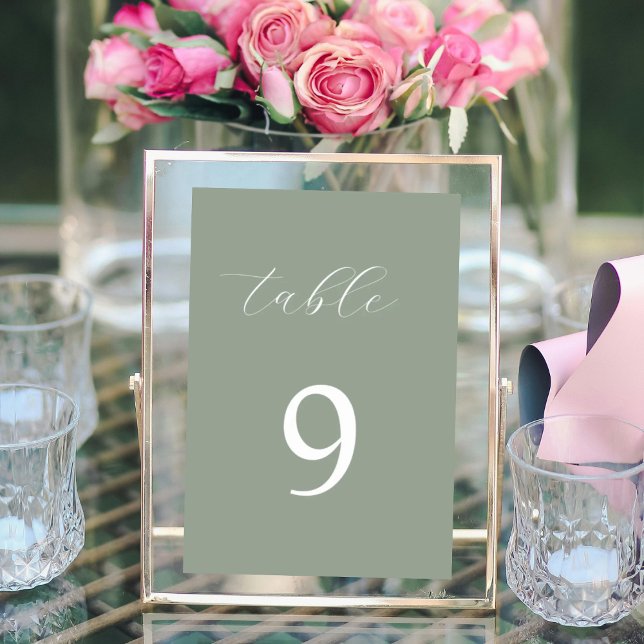 Numeração De Mesa Caligrafia verde sensual número de tabela elegante (Criador carregado)