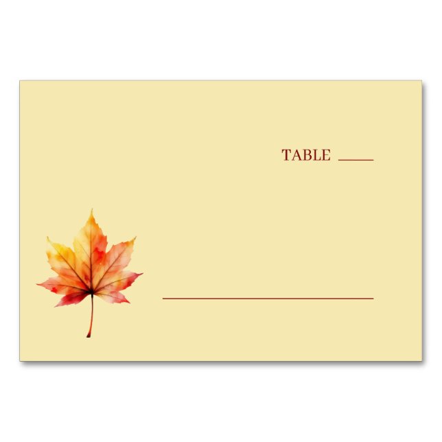 Numeração De Mesa Calm Autumn Watercolor Maple Leaf (Frente)