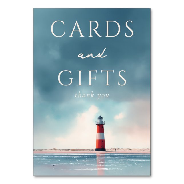 Numeração De Mesa Calm Blue Coastal Lighthouse Scene (Frente)