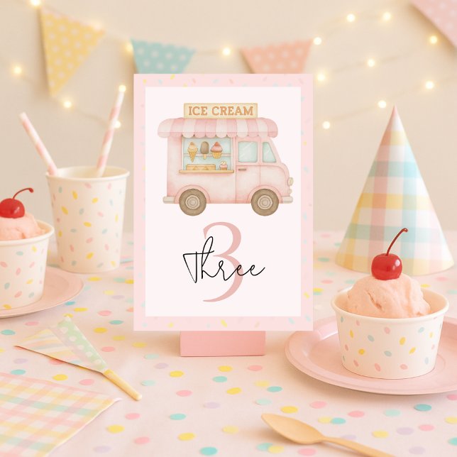 Numeração De Mesa Caminhão de Sorvete Rosa (Criador carregado)