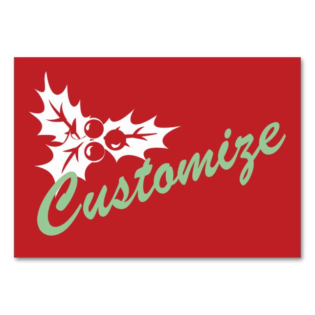 Numeração De Mesa Candy Cane Holly | Placa de Mesa Personalizada Ret (Frente)