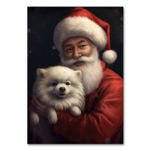 Numeração De Mesa Cão Esquimó Americano com Papai Noel no Natal Fest
