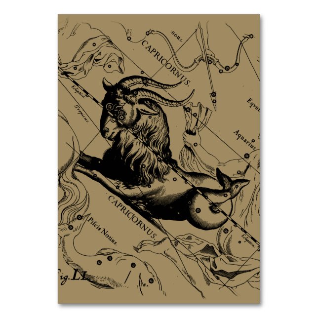 Numeração De Mesa Capricórnio Constelação Hevelius 1690 em Taupe (Frente)