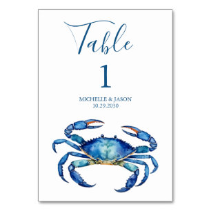 Numeração De Mesa Caranguejo Aquarela Naútica Fashion 