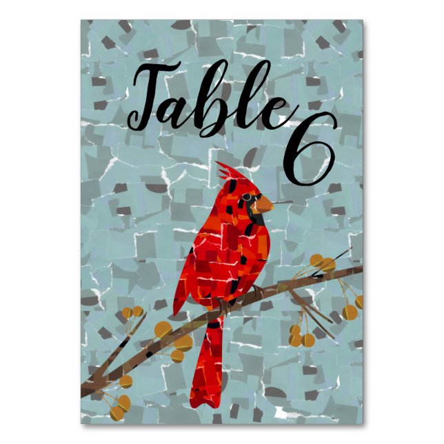 Numeração De Mesa Cardinal Vermelho, o pássaro do Natal (Frente)