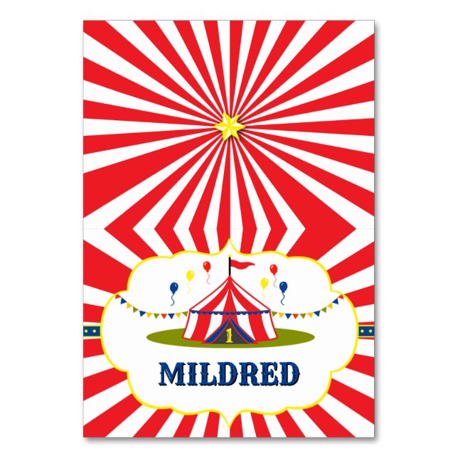 Numeração De Mesa Carncartões de posição do primeiro aniversario do  (Frente)