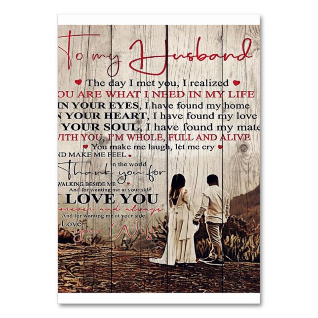 Numeração De Mesa Carta Para Ele | Legal Para O Meu Marido Presente (Frente)