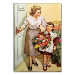 Numeração De Mesa Cartão-postal soviético dedicado ao feriado escola
