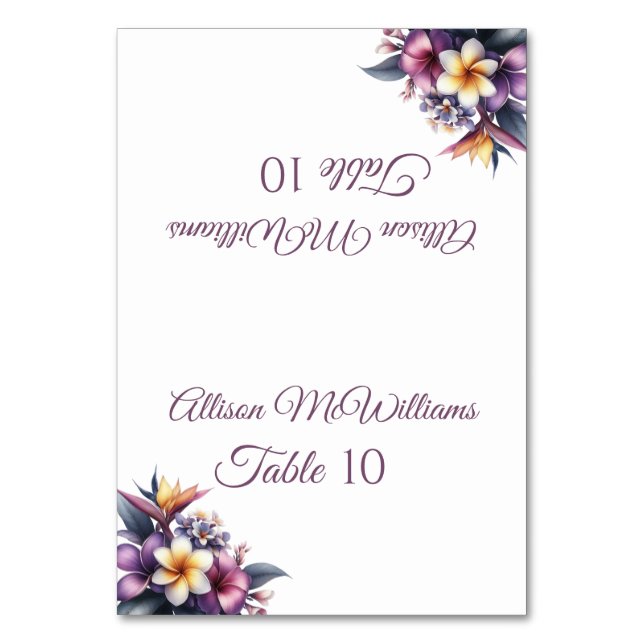 Numeração De Mesa Cartão-Tropical Floral-Vegetariana-Casamento (Frente)