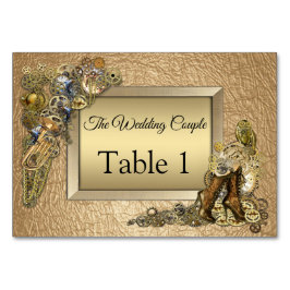 Numeração De Mesa Cartas de mesa em couro dourado Steampunk