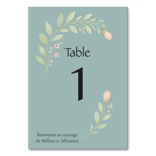 Numeração De Mesa Carte de numéro de table pour mariage, floral (Frente)