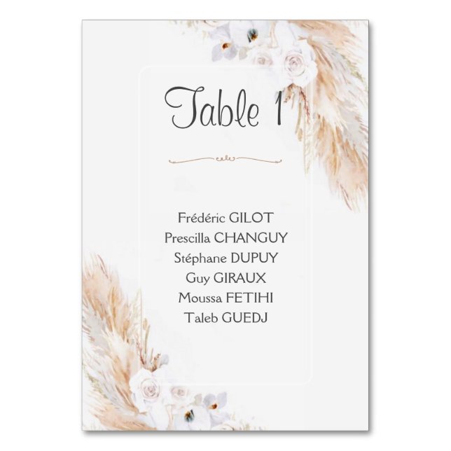 Numeração De Mesa Carte plan de mesa (Frente)